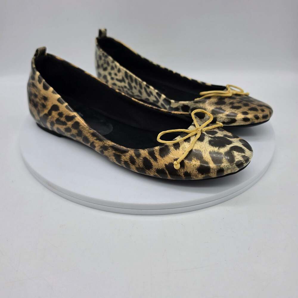 Chicos Ballet Flats Womens 8M Leopard Print Coquette Casual Luxury Black Brown
